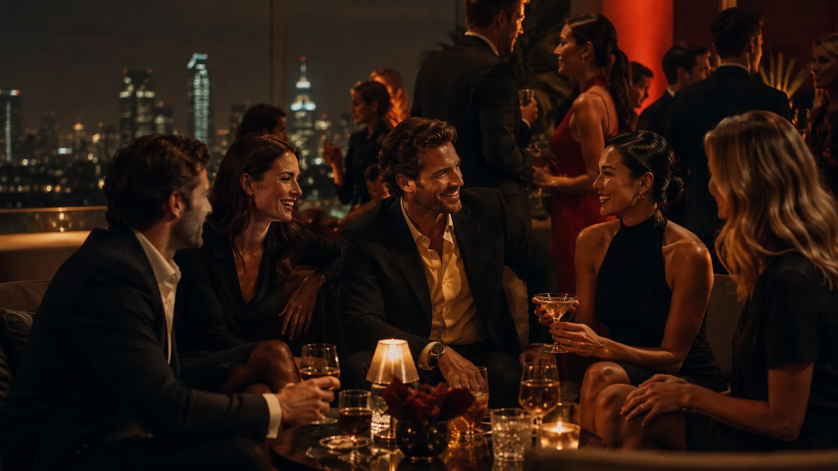 Personas disfrutando de una noche en un lounge
